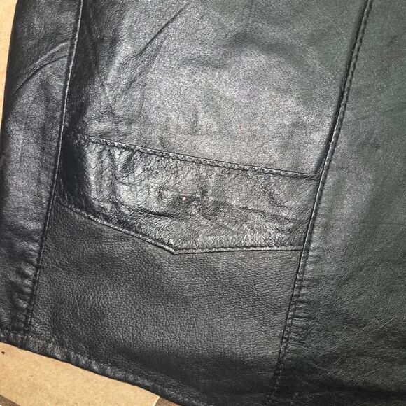 Leather Works Black Leather Men's Biker Vest Size XXL - Picture 3 of 7